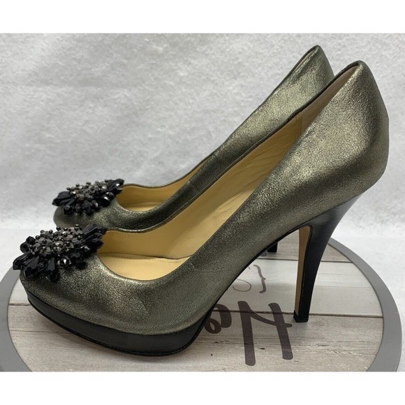 Coach Shoes Pumps Heels Bergen Soft Crackled Leather Green Women's Size 8.5B - Picture 4 of 15